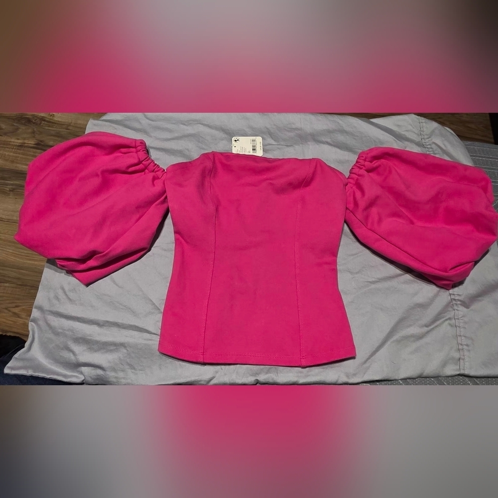 Free People Vibrant Pink Off-Shoulder Blouse - Picture 3 of 8